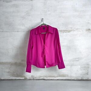 Vibrant Pink Button-Up Blouse